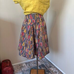 Effie’s Heart Colorful Leaf Print Women's swing Flare Skirt